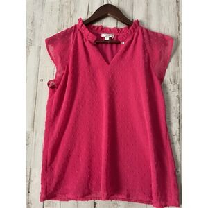 Andree by Unit Pink Ruffle Dot Blouse Size‎ Small